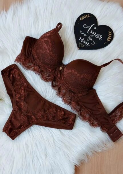 Conjunto Isadora em renda e poliamida - Treviso Lingerie